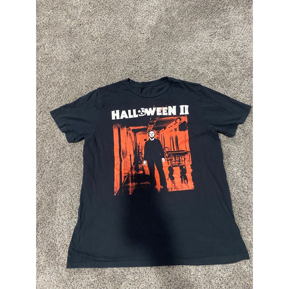 Halloween‎ II Graphic T-Shirt Mens XL Black Excellent Michael Myers Horror Movie